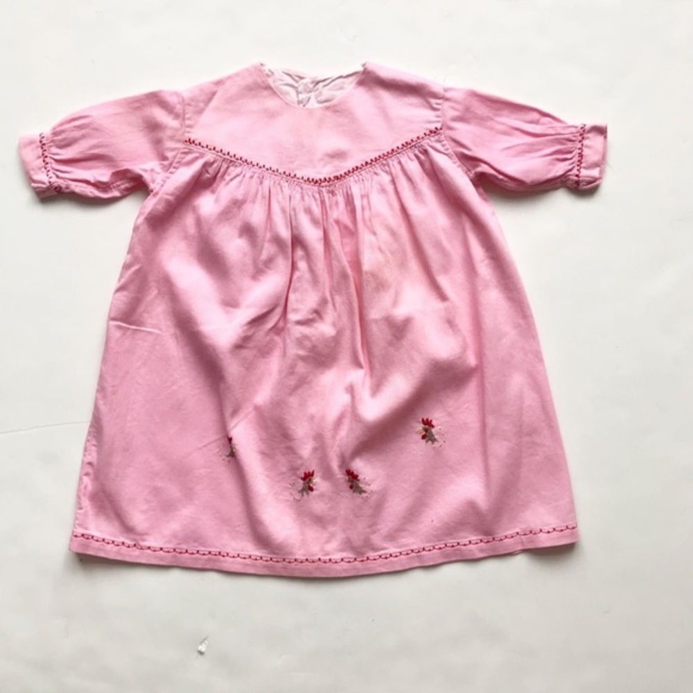 VTG Smocked chicken corduroy long dress fits 6-12m